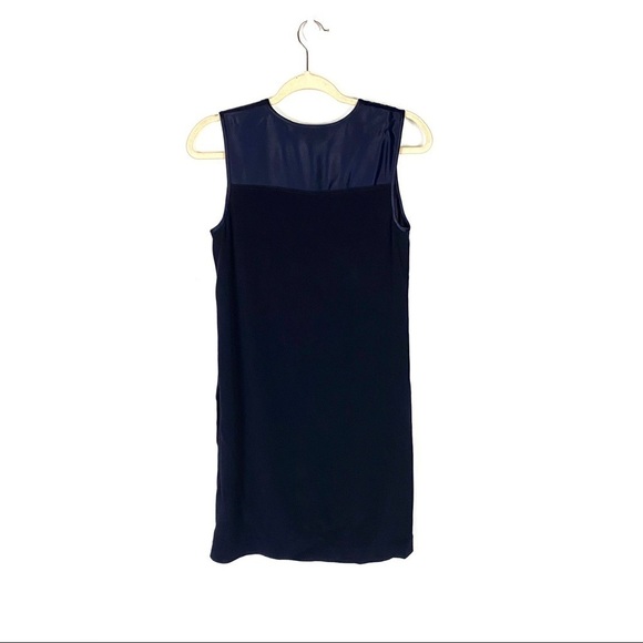 Vince V-Neck Matte Shine Dress Size XS Navy Pockets - Picture 9 of 12